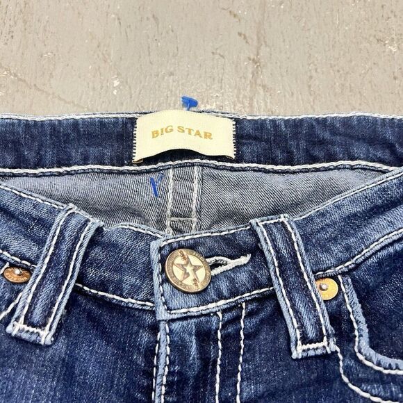 Big Star Jeans Womens Size 29 Blue Denim Boot Cut‎ Low Rise Distressed (29 x 24) - Picture 4 of 7